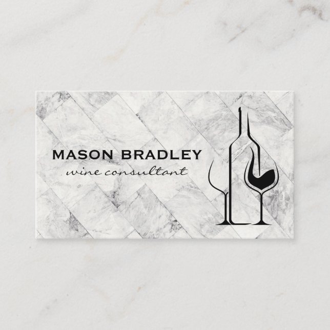 Wine Bottles and Glassware | Winery Business Card (Front)