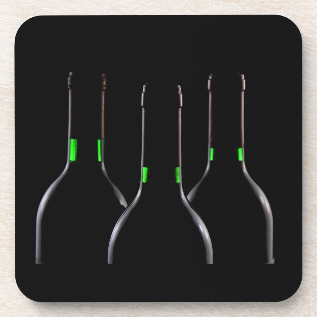 Wine Bottles Black Plastic Coaster (Front)