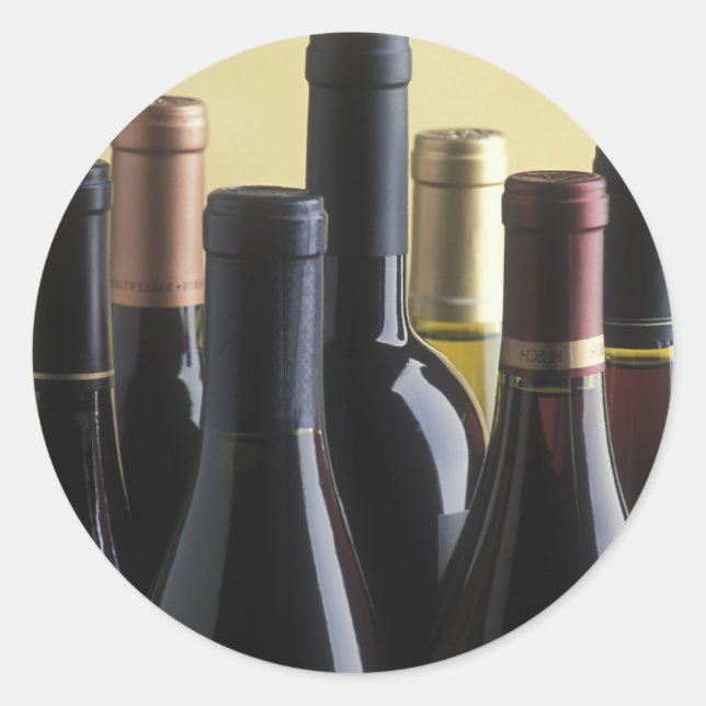 wine bottles classic round sticker (Front)