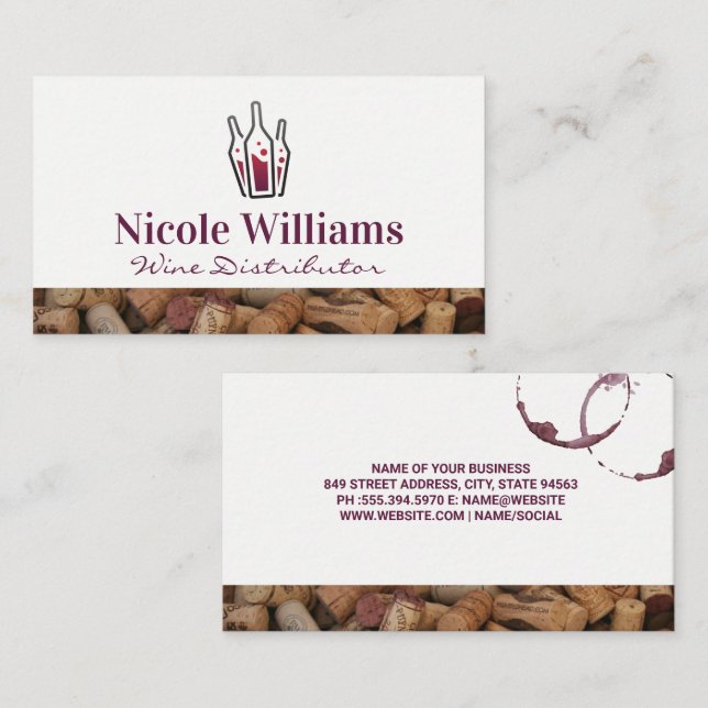 Wine Bottles | Corks Business Card (Front/Back)