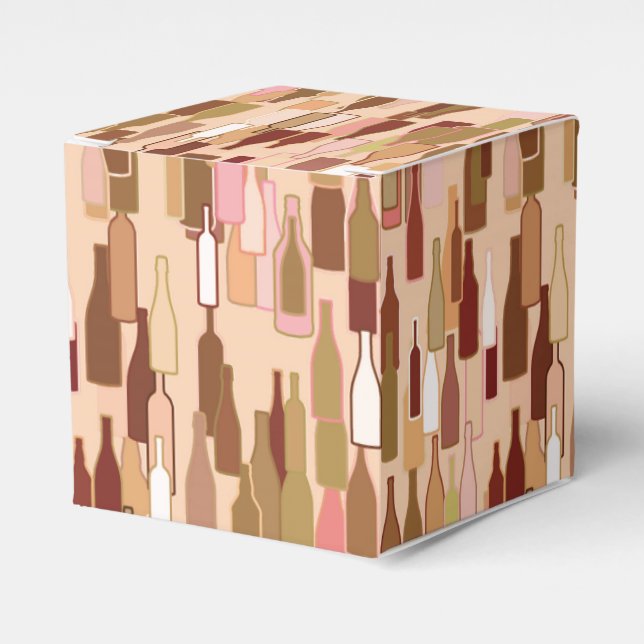 Wine bottles, earth colours, light coral backgroun favor box (Front Side)