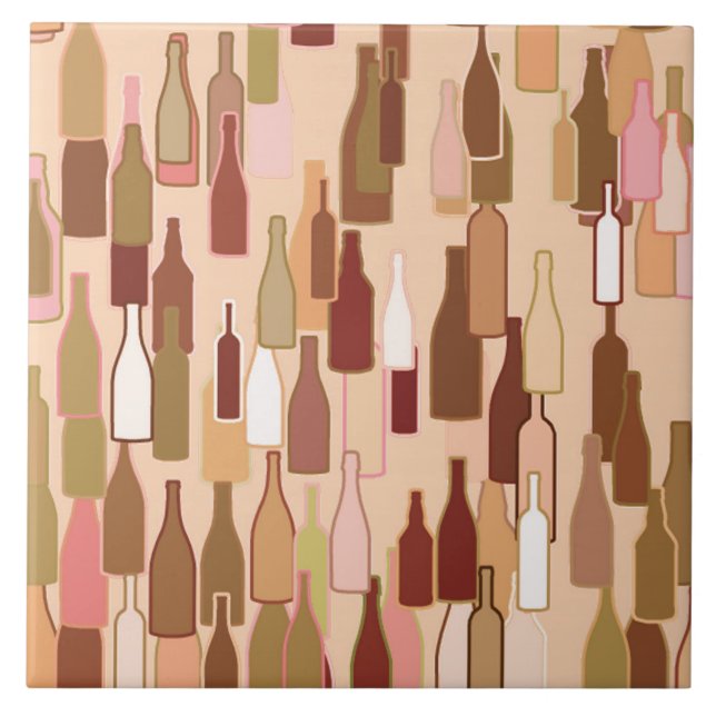Wine bottles, earth colours, light coral tile (Front)