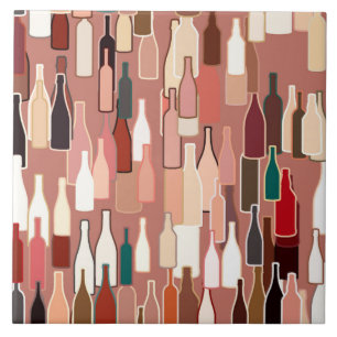 Wine bottles, earth colours, terra cotta backgroun tile