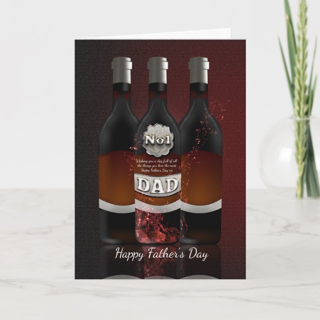 Wine Bottles Father's Day Greeting Card No 1 Dad (Front)