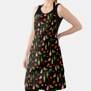 Wine Bottles Grapes Glasses Cork Screw Bar Apron