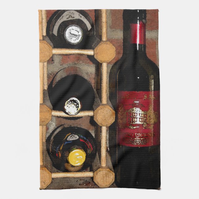 Wine Bottles Kitchen Towel (Vertical)