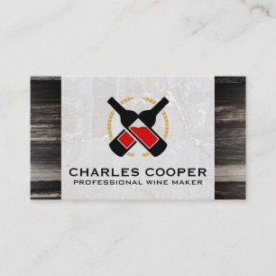 Wine Bottles Marble and Wood Business Card