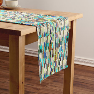 Wine bottles, Multi Colour, Beige Background Short Table Runner