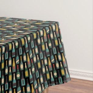 Wine Bottles on Black Tablecloth