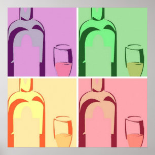 Wine Bottles Pop Art Poster