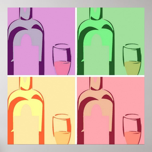 Wine Bottles Pop Art Poster (Front)