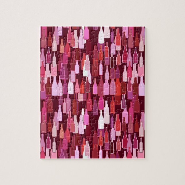 Wine bottles, shades of plum, burgundy background jigsaw puzzle (Vertical)