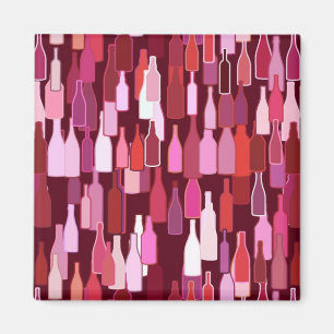 Wine bottles, shades of plum, burgundy background magnet