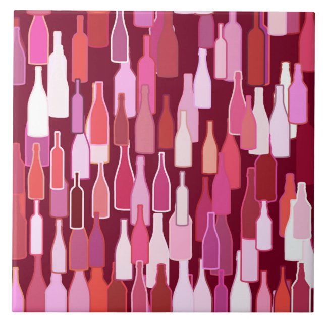Wine bottles, shades of plum, burgundy background tile (Front)