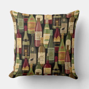 Wine Bottles Throw Pillow