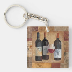 Wine Bottles with Glass Keychain