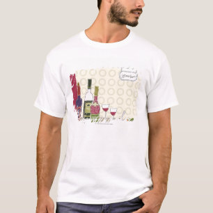 Wine bottles with wineglasses on table T-Shirt