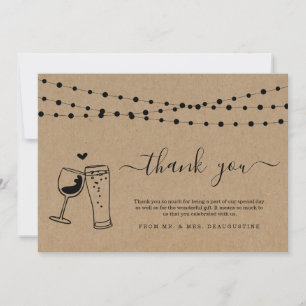 Wine & Brews Beer Toast & String Lights Thank You Card