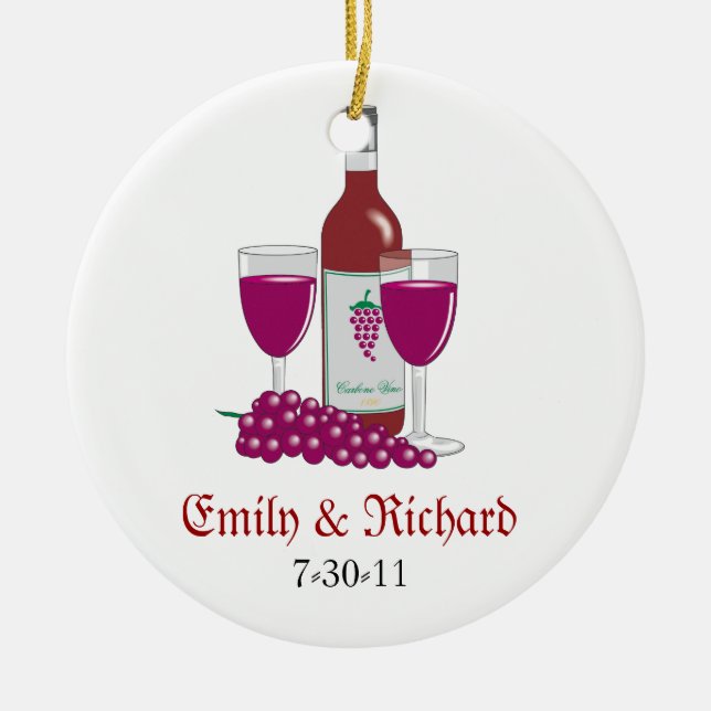 Wine Bridal Shower Favour Keepsake Ornament (Front)