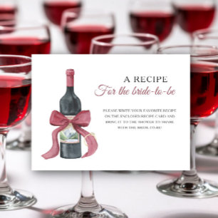 Wine bridal shower Recipe for the bride to be Enclosure Card