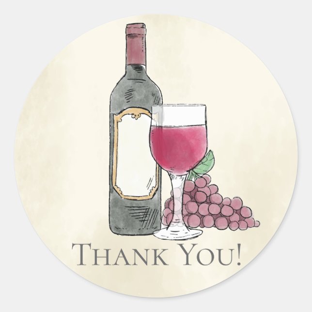 Wine Bridal Shower Thank You Favour Sticker (Front)
