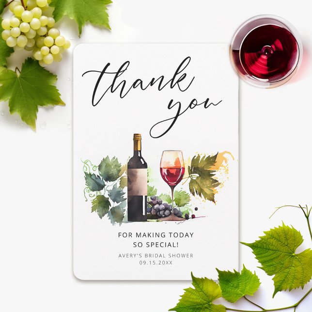 Wine Bridal Shower Themed Thank You Card (Creator Uploaded)