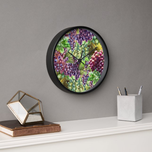 Wine bunches grape collage vineyard winery clock (Office)
