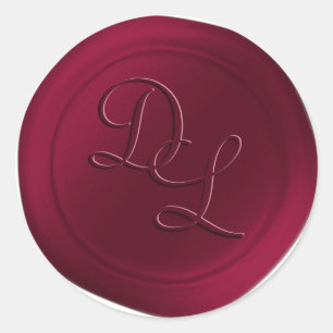 Wine Burgundy 2 Letter Monogram Wax Seal Stickers