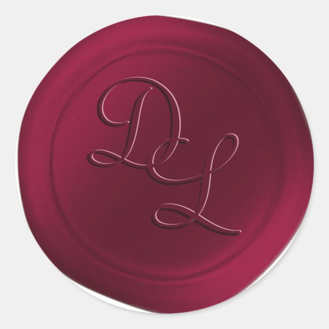 Wine Burgundy 2 Letter Monogram Wax Seal Stickers (Front)
