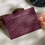 Wine Burgundy / Plum minimalist typography wedding Thank You Card<br><div class="desc">Elegant simple minimalist wedding Thank You Card in wine burgundy,  plum colours. Please contact me if you need additional items.</div>