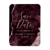 Wine Burgundy Rose Gold Agate Marble Save the Date
