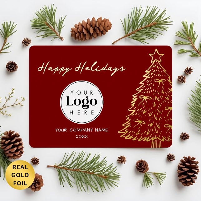 Wine Business Logo Christmas Thank You Foil Card (Creator Uploaded)