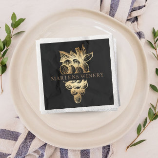 Wine Business Winery Elegant Gold Grapes Napkin