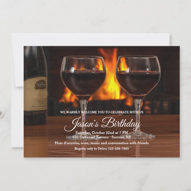 Wine by the Fire Invitation (Front)
