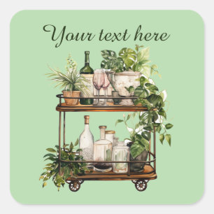 Wine cart add name  square sticker
