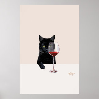 Wine cat poster