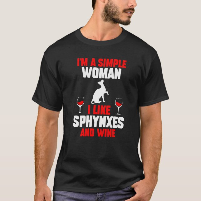 Wine Cat Sphynx T-Shirt (Front)