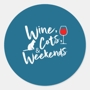 Wine Cats And Weekends Classic Round Sticker