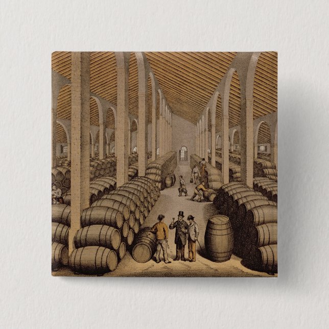 Wine Cellar at Jerez de la Frontera 2 Inch Square Button (Front)