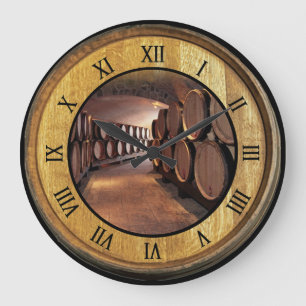 Wine Cellar Clock 01 ~ Wine Barrel Lid Background 