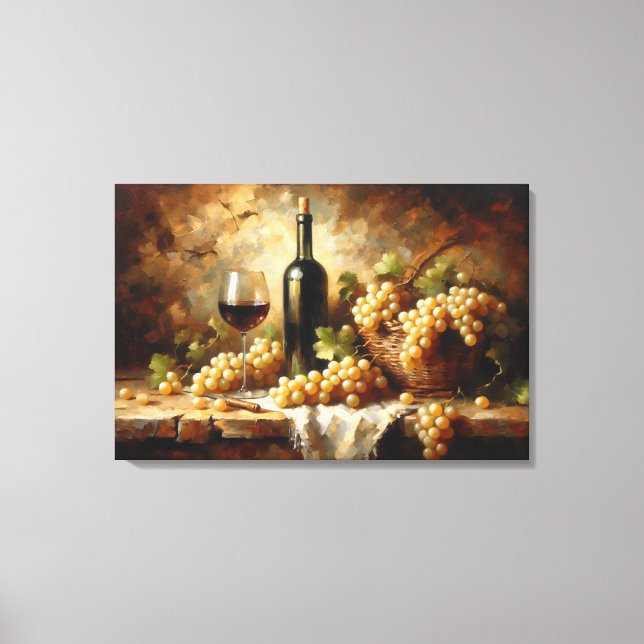 Wine Cellar Winery Grapes Still Life Canvas Print (Front)