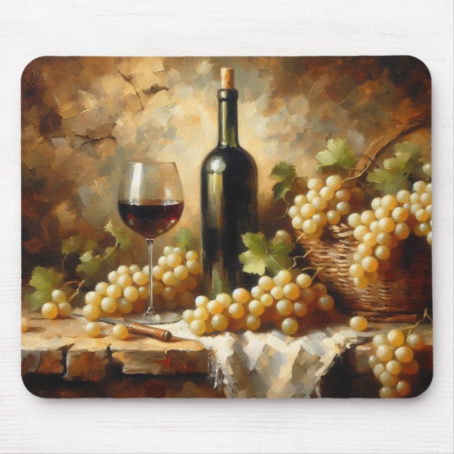 Wine Cellar Winery Grapes Still Life Mouse Pad (Front)