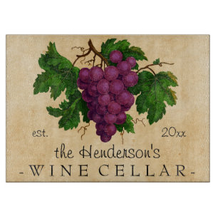 Wine Cellar with Grapes Vintage Personalized Name Cutting Board