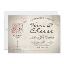 Wine & Cheese Birthday Invitation
