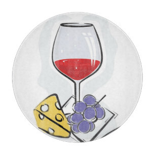 Wine & Cheese Decorative Glass Cutting Board