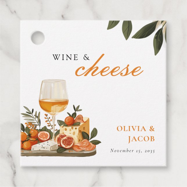 Wine & Cheese Engagement Party Favour Tags (Front)