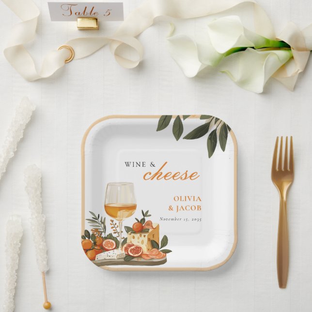 Wine & Cheese Engagement Party Paper Plate (Wedding)