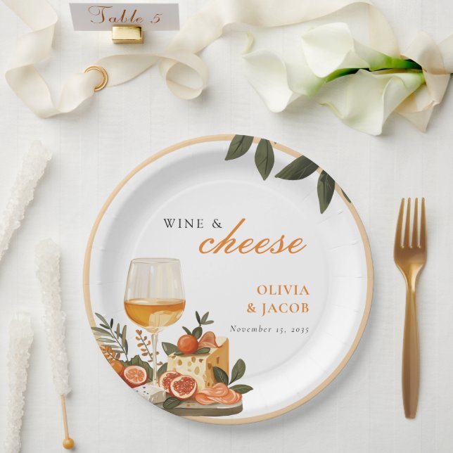 Wine & Cheese Engagement Party Paper Plate (Wedding)
