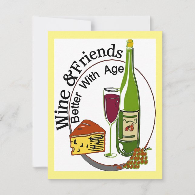 Wine Cheese  & Friends Bettwr Aged Invitation (Front)