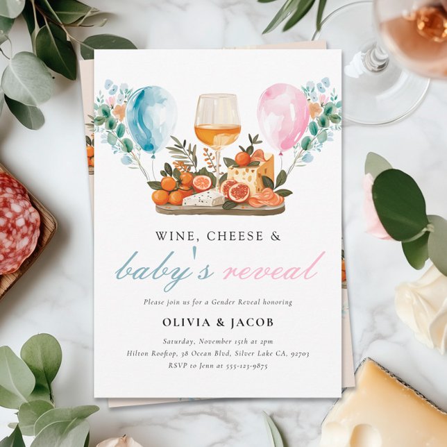 Wine & Cheese Gender Reveal Party Invitation (Creator Uploaded)